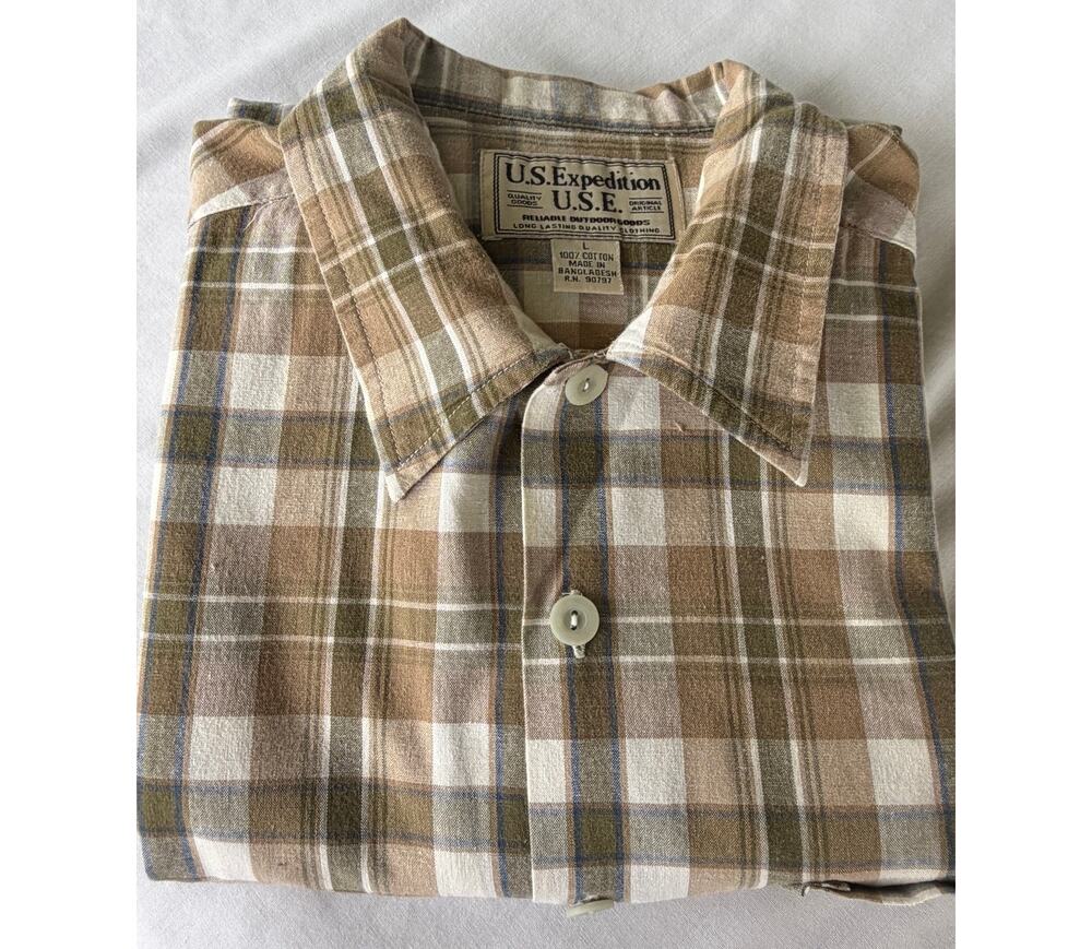 Outdoor 100%Cotton CabinCore U.S. Expedition Earthy Tones Plaid Shirt Men's L